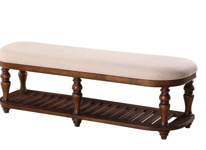 Stool Upholstered Stool Foot Furniture Living Benches Seat Leather Beige Design Textile
